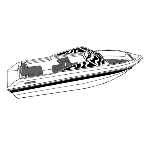 Cover Fits V-hull Runabout Boat with Windshield and Bow Rails Cover Fits V-hull Runabout Boat with Windshield and Bow Rails