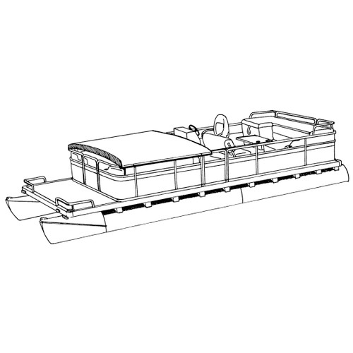 Cover Fits Pontoon with Fold-Down Type Hard Top and Rails that Partially Enclose Deck Leaving 1'-3' of Open Deck Forward of Front Gate