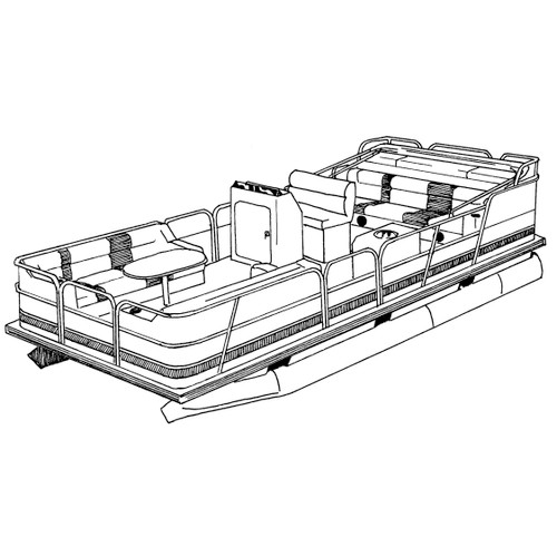 Cover Fits Pontoon with Bimini Top and Rails that Fully Enclose Deck