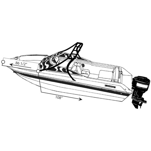 Cover Fits V-Hull Runabout Boat with Ski Tower
