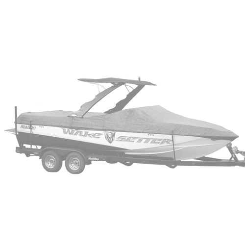 Carver custom boat cover with white Poly-Guard fabric