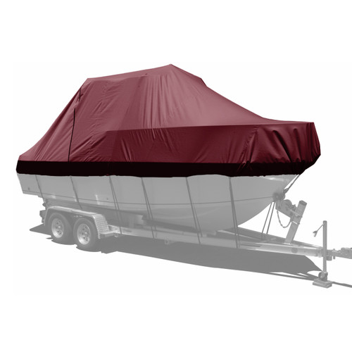 Carver specialty boat cover with maroon Sun-DURA fabric