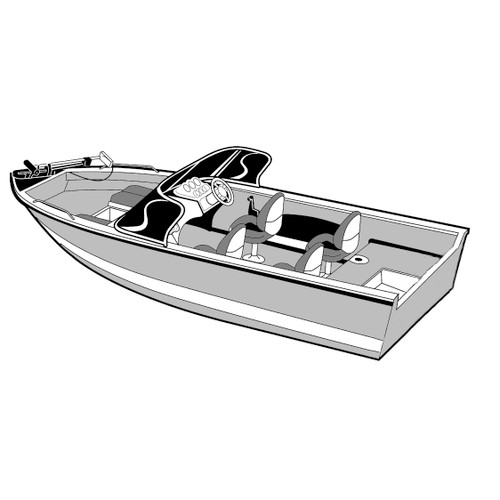 Cover Fits Aluminum V-hull Fishing Boat with Walk-Thru Windshield - Wide series