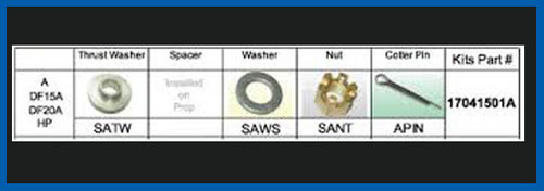 Solas hardware kit perfect for your Suzuki A Series DF15A or DF20A HP Boat Motor.