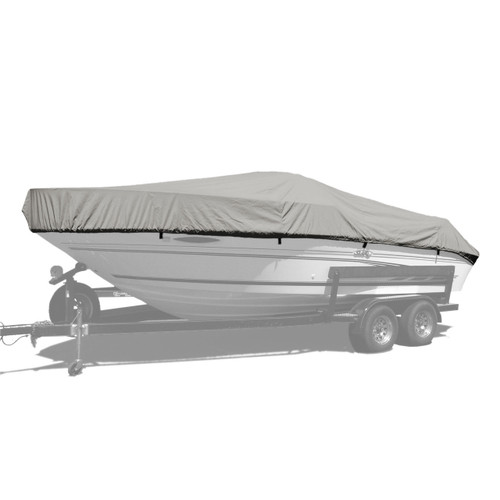Westland custom boat cover with sunbrella cadet gray fabric.