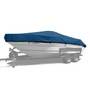 Westland custom boat cover with royal blue tweed Sunbrella fabric