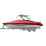 Westland custom boat cover with logo red Sunbrella fabric