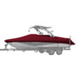Westland custom boat cover with burgundy Sunbrella fabric