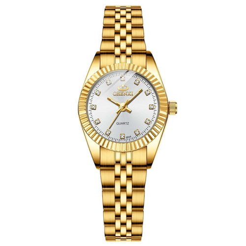 I Women Golden & Silver Classic Quartz Watch Female Elegant Clock Luxury Gift Watches Ladies Waterp