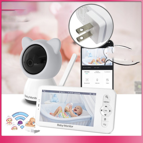 format: B5 American Standard, Color: Grey - 5-inch HD Baby Monitor Wireless
