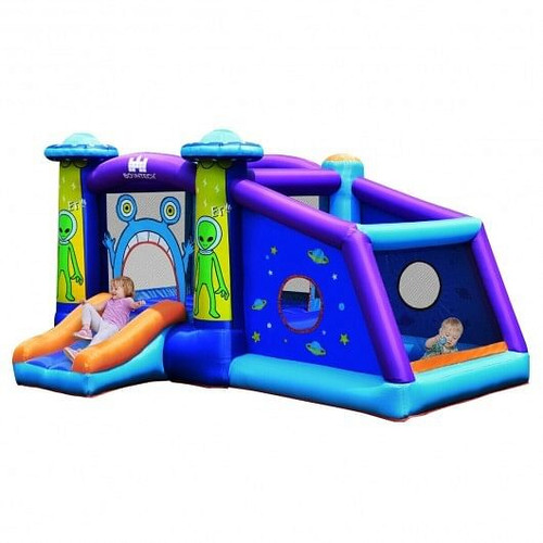 Kids Inflatable Bounce House Aliens Jumping Castle Without Blower - Color: Blue