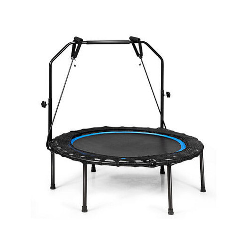 40 Inch Foldable Fitness Rebounder with Resistance Bands Adjustable Home-Blue - Color: Blue