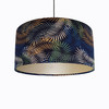 Navy Botanical Leaves Lampshade with Champagne Lining