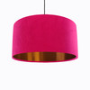 Cerise Pink Lampshade in Velvet with Copper Lining