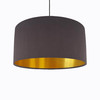 Charcoal Grey Velvet Lampshade with Gold Lining