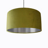 Olive Green Lampshade in Velvet with Silver Lining