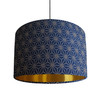 Indigo Kasuri Lampshade with a Brushed Gold Lining