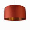 Burnt Orange Lampshade in Satin with Copper Lining