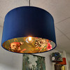Navy Velvet and Tropical Lemur Lined Lampshade