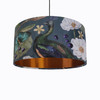 Peacock Lampshade in Velvet with Copper Lining