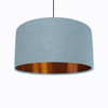 Duck Egg Blue Lampshade in Linen with Copper Lining