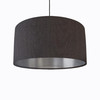 Charcoal Grey Lampshade in Linen with Silver Lining