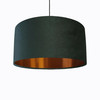 Forest Green Velvet Lampshade with Copper Lining