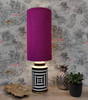Plum Purple Velvet Drum Lampshade in Extra Tall Slim Design