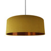 Extra Large Lampshade in Mustard Velvet and a Brushed Copper Lining