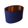 Oval Lampshade in Navy Blue Cotton and Copper Lining