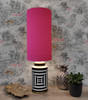 Pink Linen Cylinder Lampshade in Extra Tall Slim Design