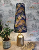 Tall Cone Lampshade in a Navy Botanical Leaves fabric