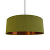 Extra Large Lampshade in Olive Green Velvet and a Brushed Copper Lining