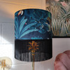 Tropical Animal Fringed Lampshade in Velvet with Black Fringe