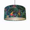 Tropical Parrots Lampshade in Velvet with Champagne Lining