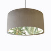 Taupe Velvet Lampshade with Tropical Trees and White Monkey Lining