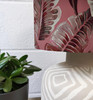 Pink Tropical Leaves Lampshade in Velvet with Silver Lining