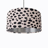 Dalmatian Polka Dots Lampshade in Velvet with Silver Lining, Leopard print lampshade