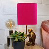 Cerise Pink Square Lampshade in Velvet with Gold Lining