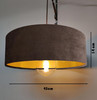 Large 45cm Brown Velvet Ultra Slim Lampshade with Gold Lining and XL LED Bulb Included