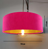 Large 45cm Cerise Pink Velvet Ultra Slim Lampshade with Gold Lining and XL LED Bulb Included
