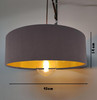 Large 45cm Charcoal Velvet Ultra Slim Lampshade with Gold Lining and XL LED Bulb Included