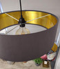 Large 45cm Charcoal Velvet Ultra Slim Lampshade with Gold Lining and XL LED Bulb Included