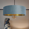 Duck Egg Blue Velvet Ultra Slim Hanging Lampshade with Gold Lining