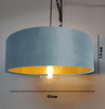 Large 45cm Duck Egg Blue Velvet Ultra Slim Lampshade with Gold Lining and XL LED Bulb Included