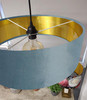 Large 45cm Duck Egg Blue Velvet Ultra Slim Lampshade with Gold Lining and XL LED Bulb Included