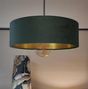 Forest Green Velvet Ultra Slim Hanging Lampshade with Gold Lining
