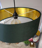 Large 45cm Forest Green Velvet Ultra Slim Lampshade with Gold Lining and XL LED Bulb Included