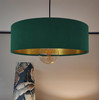 Green Velvet Ultra Slim Hanging Lampshade with Gold Lining