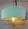 Large 45cm Light Mint Velvet Ultra Slim Lampshade with Gold Lining and XL LED Bulb Included